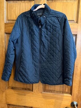 41 Hawthorn Navy Quilted Zip Jacket with Plaid Lining